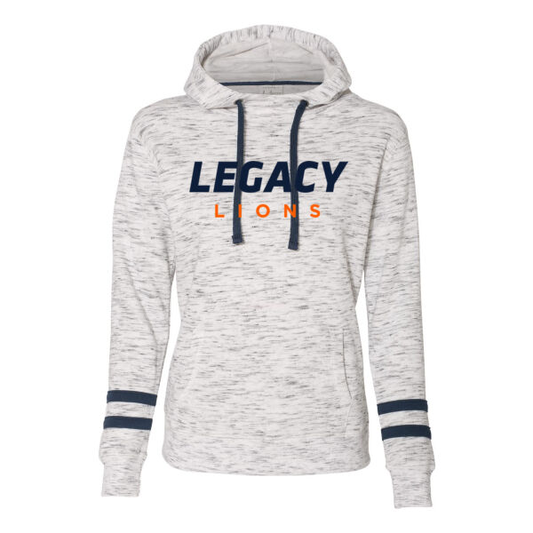 J. America - Women’s Mélange Fleece Hooded Sweatshirt - Applique Logo Thumbnail