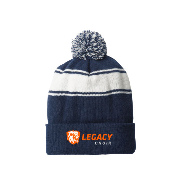 Sport-Tek® Stripe Pom Pom Beanie - Embroidered Logo Thumbnail