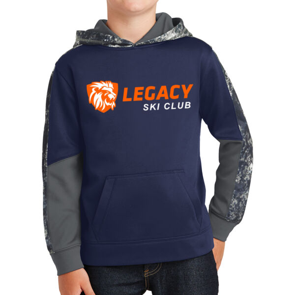 Sport-Tek® Youth Sport-Wick® Mineral Freeze Fleece Colorblock Hooded Pullover - Printed Logo Thumbnail