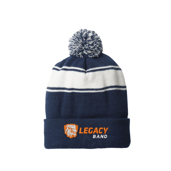 Sport-Tek® Stripe Pom Pom Beanie - Embroidered Logo Thumbnail