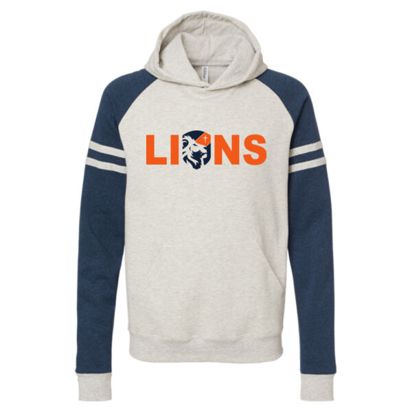 JERZEES - Nublend® Varsity Colorblocked Raglan Hooded Sweatshirt - Printed Logo Thumbnail