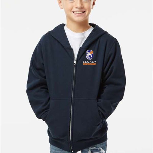 Independent Trading co. - Youth Midweight Full-Zip Hooded Sweatshirt - Embroidered Logo Thumbnail
