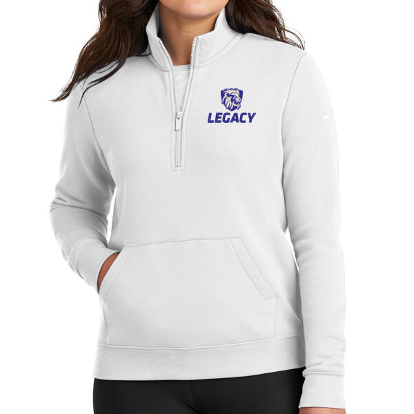 Nike Ladies Club Fleece Sleeve Swoosh 1/2-Zip - Embroidered Logo Thumbnail