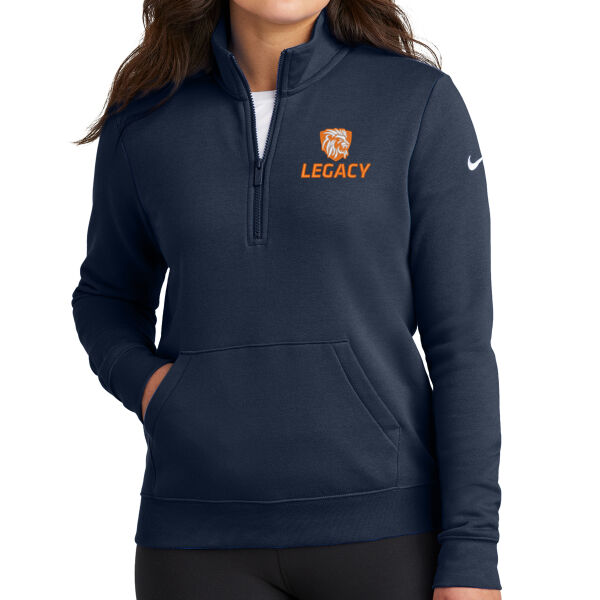 Nike Ladies Club Fleece Sleeve Swoosh 1/2-Zip - Embroidered Logo Thumbnail
