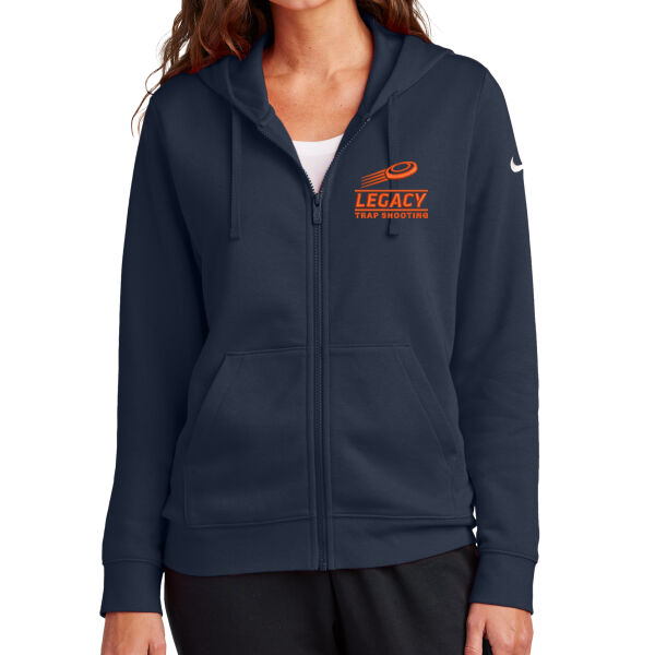 Nike Women's Club Fleece Sleeve Swoosh Full-Zip Hoodie - Embroidered Logo Thumbnail