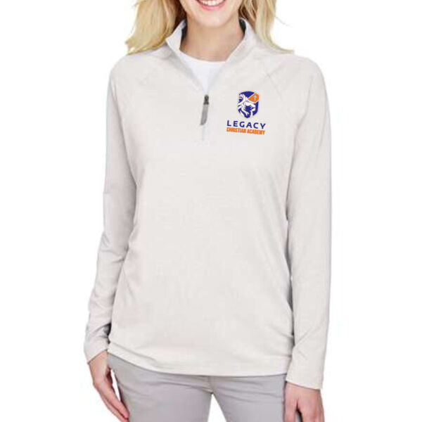 Devon & Jones - Women's CrownLux Performance® Clubhouse Micro-Stripe Quarter-Zip Pullover - Embroidered Logo Thumbnail