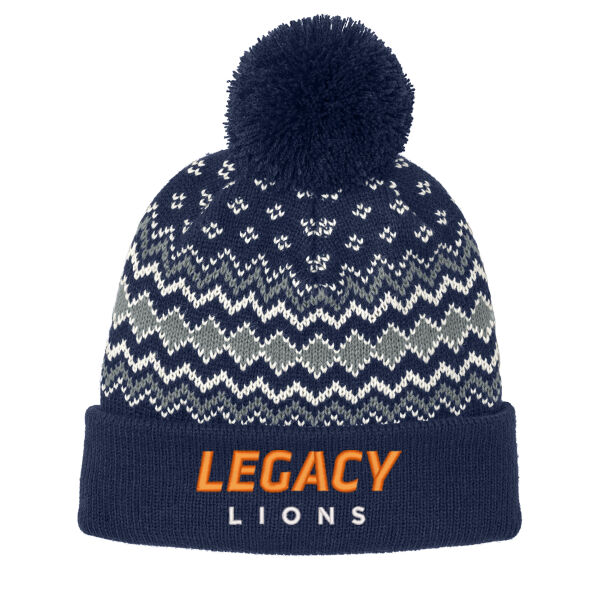 Port Authority® Alpine Pom Beanie - Embroidered Logo Thumbnail