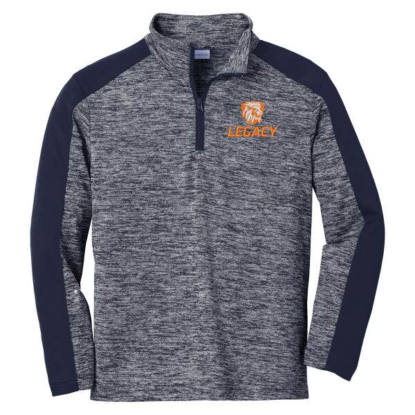 **CLOSEOUT ITEM** Sport-Tek ® Youth PosiCharge ® Electric Heather Colorblock 1/4-Zip Pullover - Embroidered Logo Thumbnail