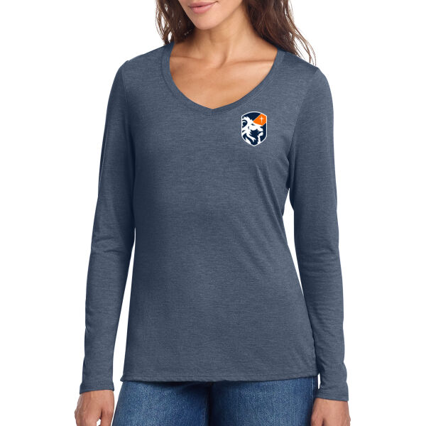 District® Women’s Perfect Tri® Long Sleeve V-Neck Tee - Printed Logo Thumbnail